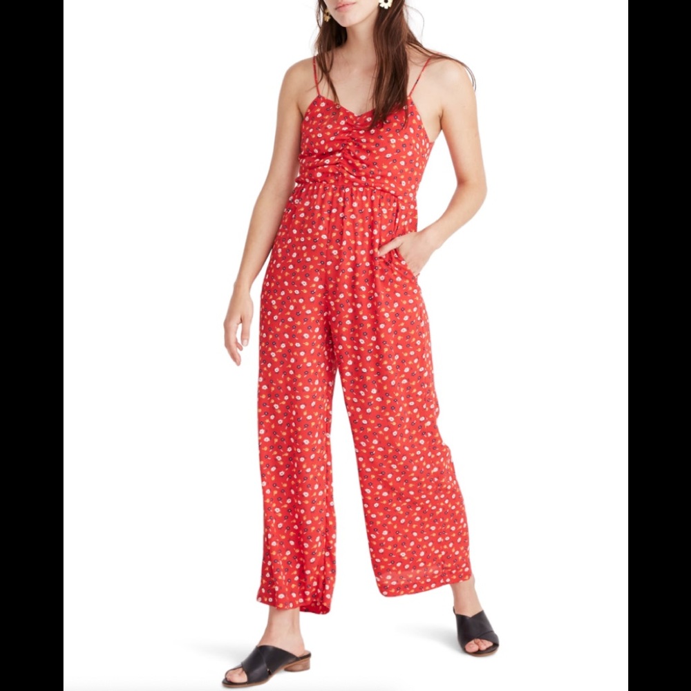 Madewell  runched wide leg jumpsuit size 6